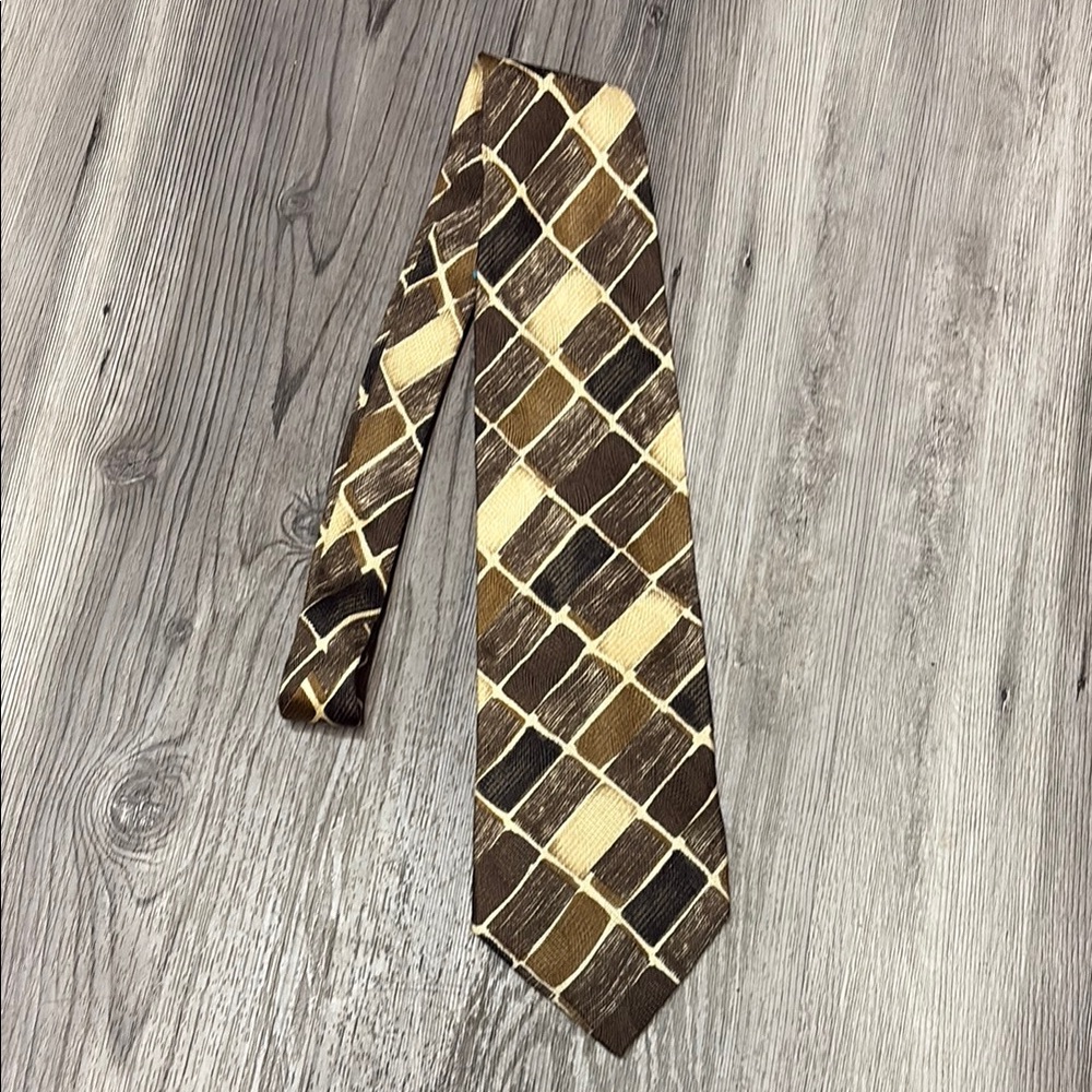 Vito Rufolo 100% Silk Tie Brown Geometric Men's Tie
